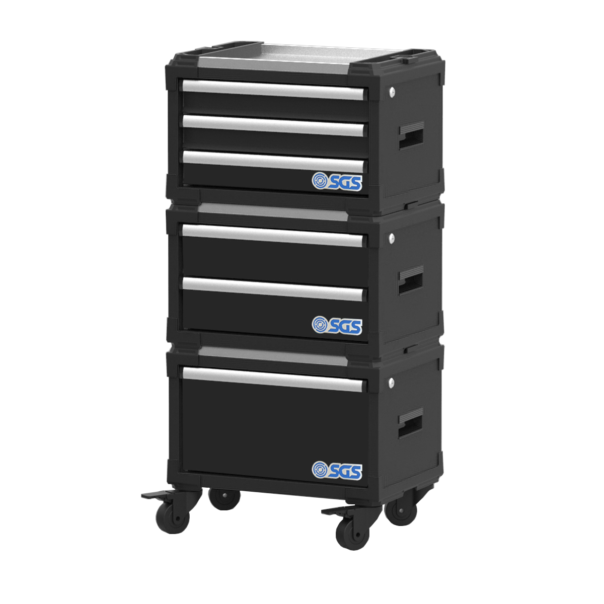 SGS Modular Rolling Tool Box and Organiser System | 3 Piece | Stackable